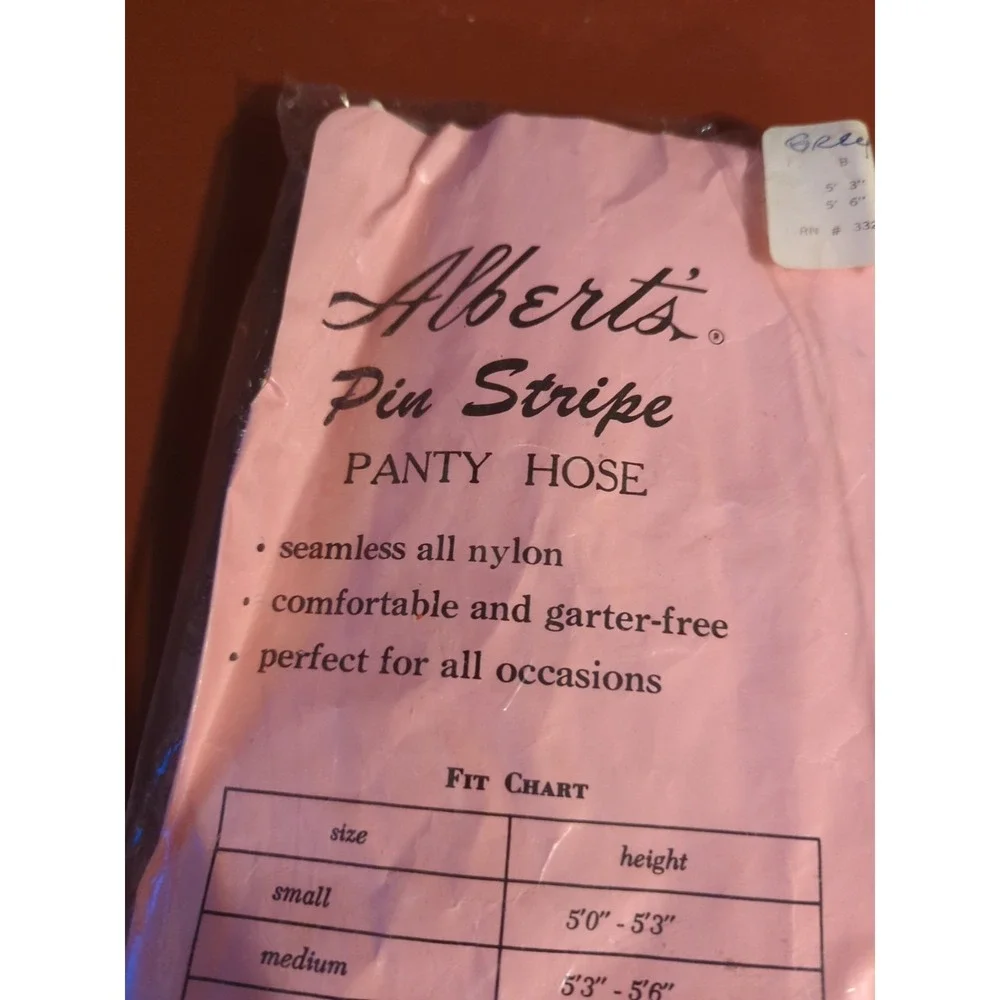 New Vintage Albert's Pinstripe Pantyhose‎ Gray Size B, Medium